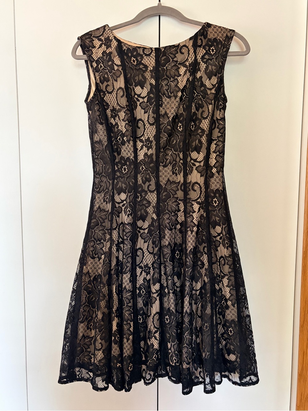 Dress Barn Black Lace Midi Dress with Nude Lining